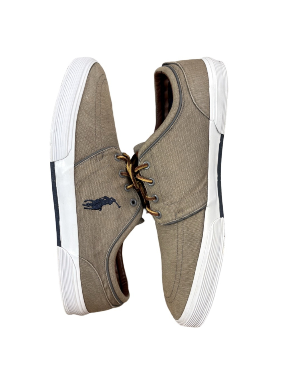 Polo Ralph Lauren Faxon Low Mens 16D Tan Canvas Sneakers Casual Shoes